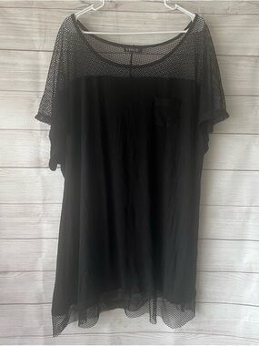 VENUS Black Mesh Overlay Top